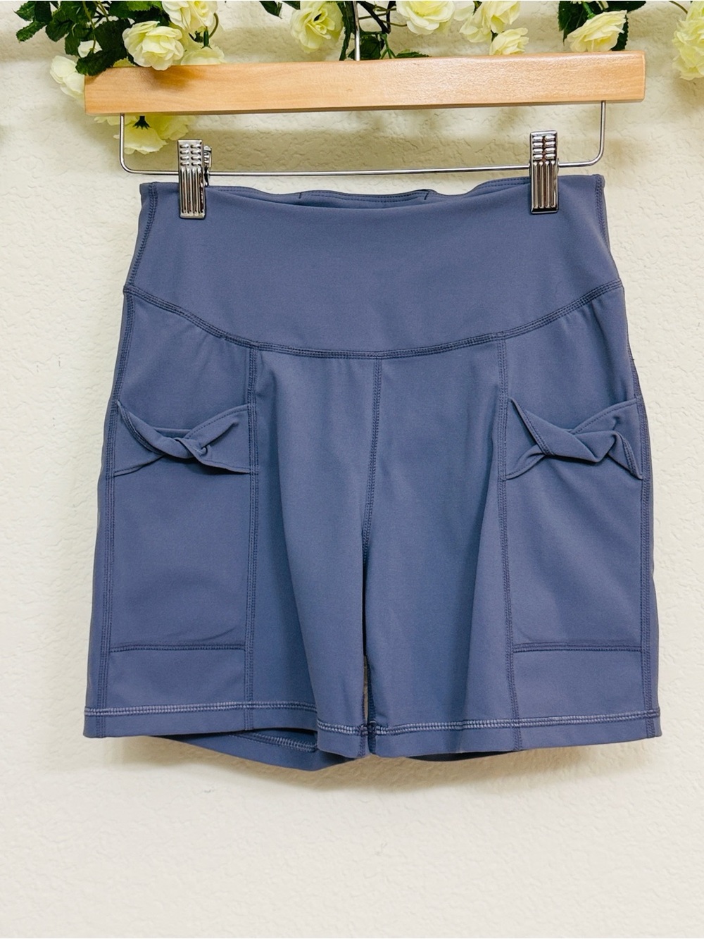 FP Movement Free People • Slate Blue High Rise Pocket Active Shorts Size Small